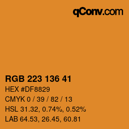 Color code: RGB 223 136 41 | qconv.com