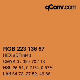 Color code: RGB 223 136 67 | qconv.com