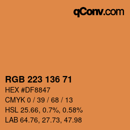 Color code: RGB 223 136 71 | qconv.com