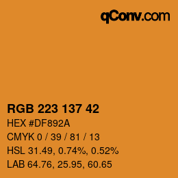 Color code: RGB 223 137 42 | qconv.com