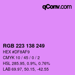 Color code: RGB 223 138 249 | qconv.com