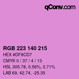 カラーコード: RGB 223 140 215 | qconv.com