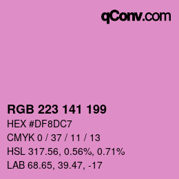 Color code: RGB 223 141 199 | qconv.com