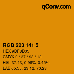 Color code: RGB 223 141 5 | qconv.com