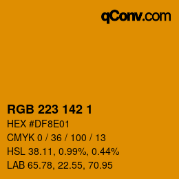 Color code: RGB 223 142 1 | qconv.com