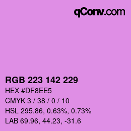 Color code: RGB 223 142 229 | qconv.com