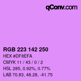 Color code: RGB 223 142 250 | qconv.com