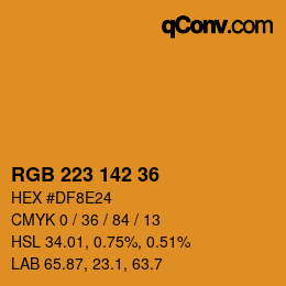 Color code: RGB 223 142 36 | qconv.com