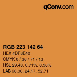 Color code: RGB 223 142 64 | qconv.com