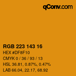 カラーコード: RGB 223 143 16 | qconv.com
