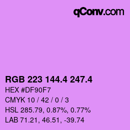 カラーコード: RGB 223 144.4 247.4 | qconv.com
