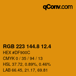 カラーコード: RGB 223 144.8 12.4 | qconv.com