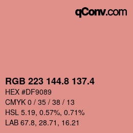 カラーコード: RGB 223 144.8 137.4 | qconv.com