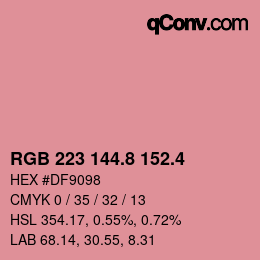 カラーコード: RGB 223 144.8 152.4 | qconv.com