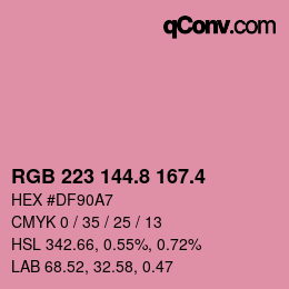 カラーコード: RGB 223 144.8 167.4 | qconv.com