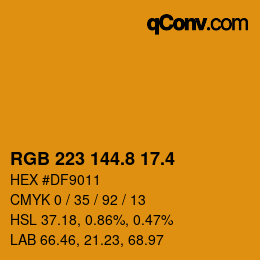 カラーコード: RGB 223 144.8 17.4 | qconv.com