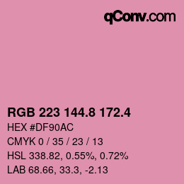 カラーコード: RGB 223 144.8 172.4 | qconv.com