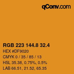 カラーコード: RGB 223 144.8 32.4 | qconv.com