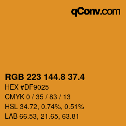 カラーコード: RGB 223 144.8 37.4 | qconv.com