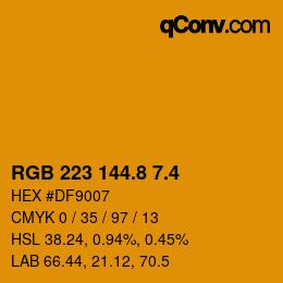 カラーコード: RGB 223 144.8 7.4 | qconv.com