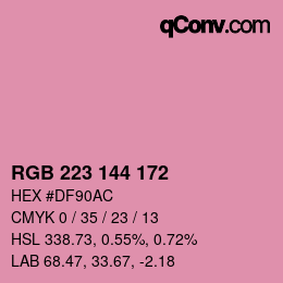 Color code: RGB 223 144 172 | qconv.com