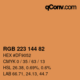 Color code: RGB 223 144 82 | qconv.com