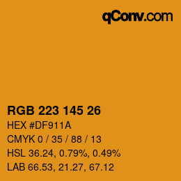 Color code: RGB 223 145 26 | qconv.com