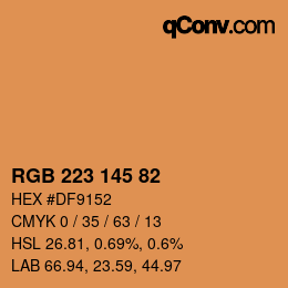 Color code: RGB 223 145 82 | qconv.com