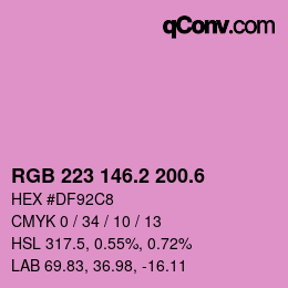 カラーコード: RGB 223 146.2 200.6 | qconv.com