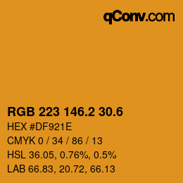 カラーコード: RGB 223 146.2 30.6 | qconv.com