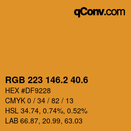 カラーコード: RGB 223 146.2 40.6 | qconv.com