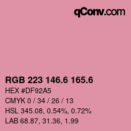 カラーコード: RGB 223 146.6 165.6 | qconv.com