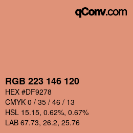 Código de color: RGB 223 146 120 | qconv.com