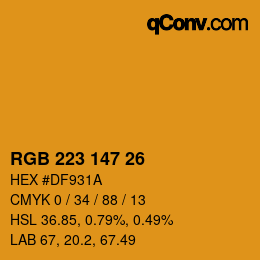 カラーコード: RGB 223 147 26 | qconv.com