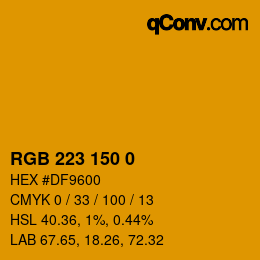 Color code: RGB 223 150 0 | qconv.com