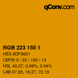Color code: RGB 223 150 1 | qconv.com