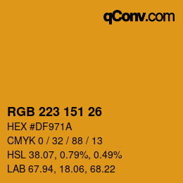 Color code: RGB 223 151 26 | qconv.com