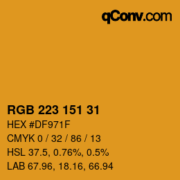 Color code: RGB 223 151 31 | qconv.com