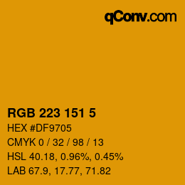 カラーコード: RGB 223 151 5 | qconv.com