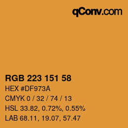 Color code: RGB 223 151 58 | qconv.com