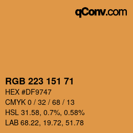 Color code: RGB 223 151 71 | qconv.com