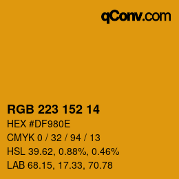 Color code: RGB 223 152 14 | qconv.com