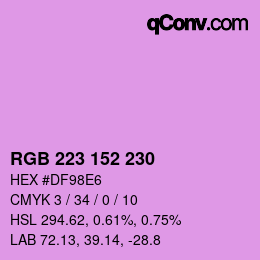 Color code: RGB 223 152 230 | qconv.com