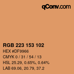 Color code: RGB 223 153 102 | qconv.com