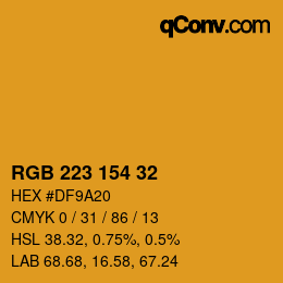 Color code: RGB 223 154 32 | qconv.com