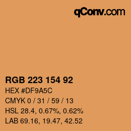 Color code: RGB 223 154 92 | qconv.com