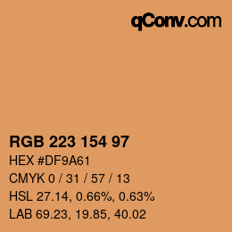 カラーコード: RGB 223 154 97 | qconv.com