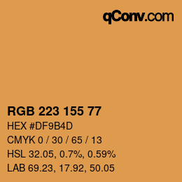 Color code: RGB 223 155 77 | qconv.com