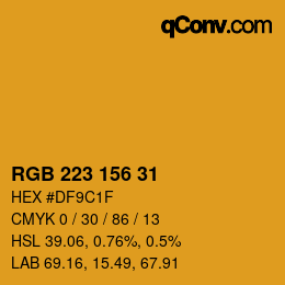 カラーコード: RGB 223 156 31 | qconv.com