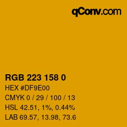 カラーコード: RGB 223 158 0 | qconv.com